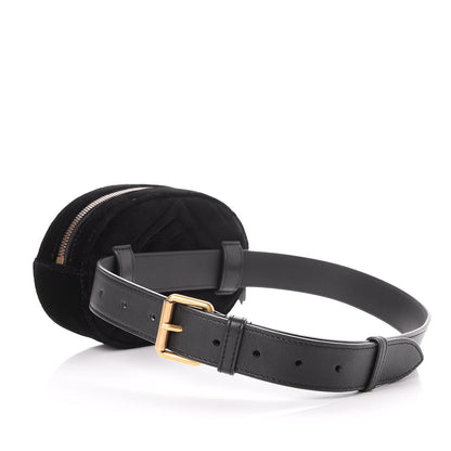 Gucci Velvet Matelasse GG Marmont Belt Bag 75 30 Black 3 of 9