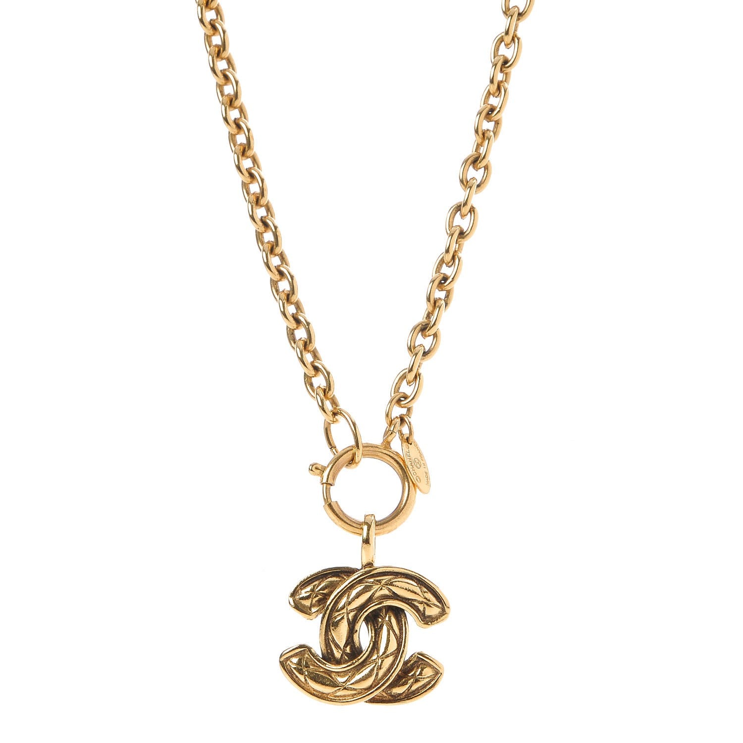 Chanel Quilted CC Long Necklace Gold 1 of 7