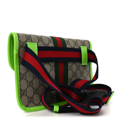Gucci GG Supreme Monogram Web Small Ophidia Belt Bag Beige Ebony Electric Green 2 of 10