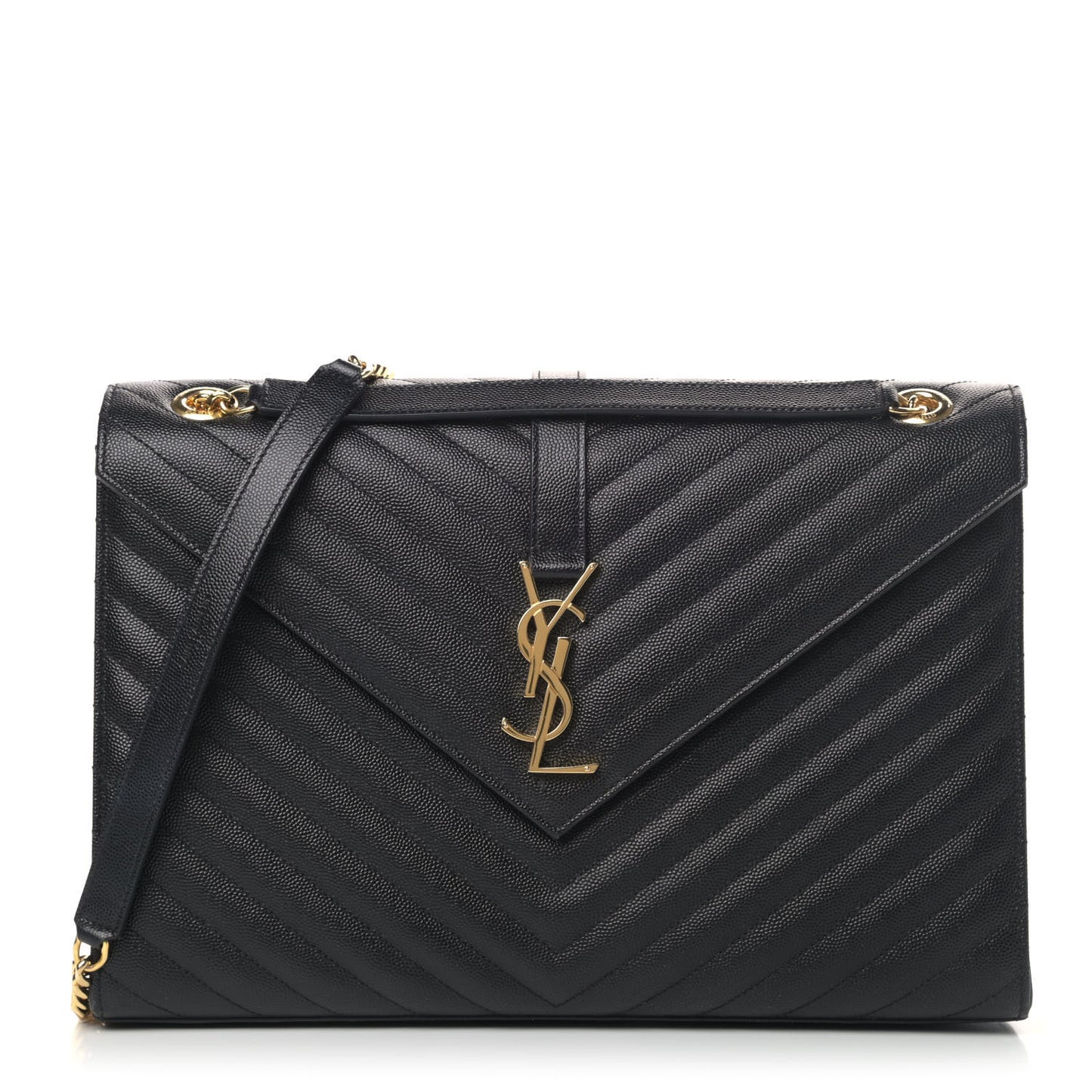 Grain De Poudre Matelasse Chevron Large Monogram Satchel Black