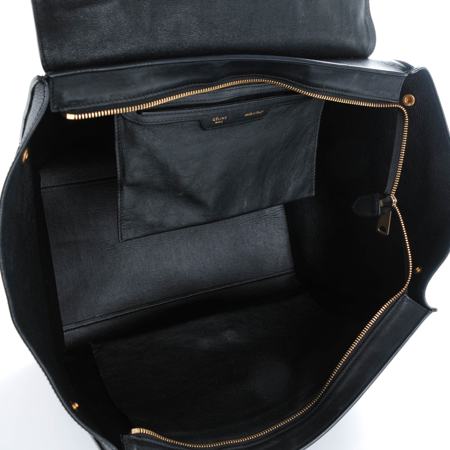 Celine Crocodile Embossed Calfskin Large Trapeze Black 5 of 10