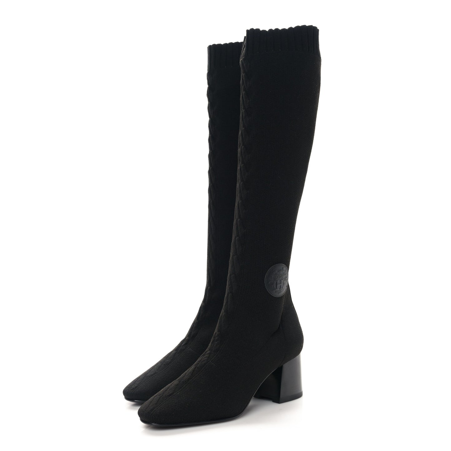 Knit Calfskin Fontaine 60 Boots 36 Black