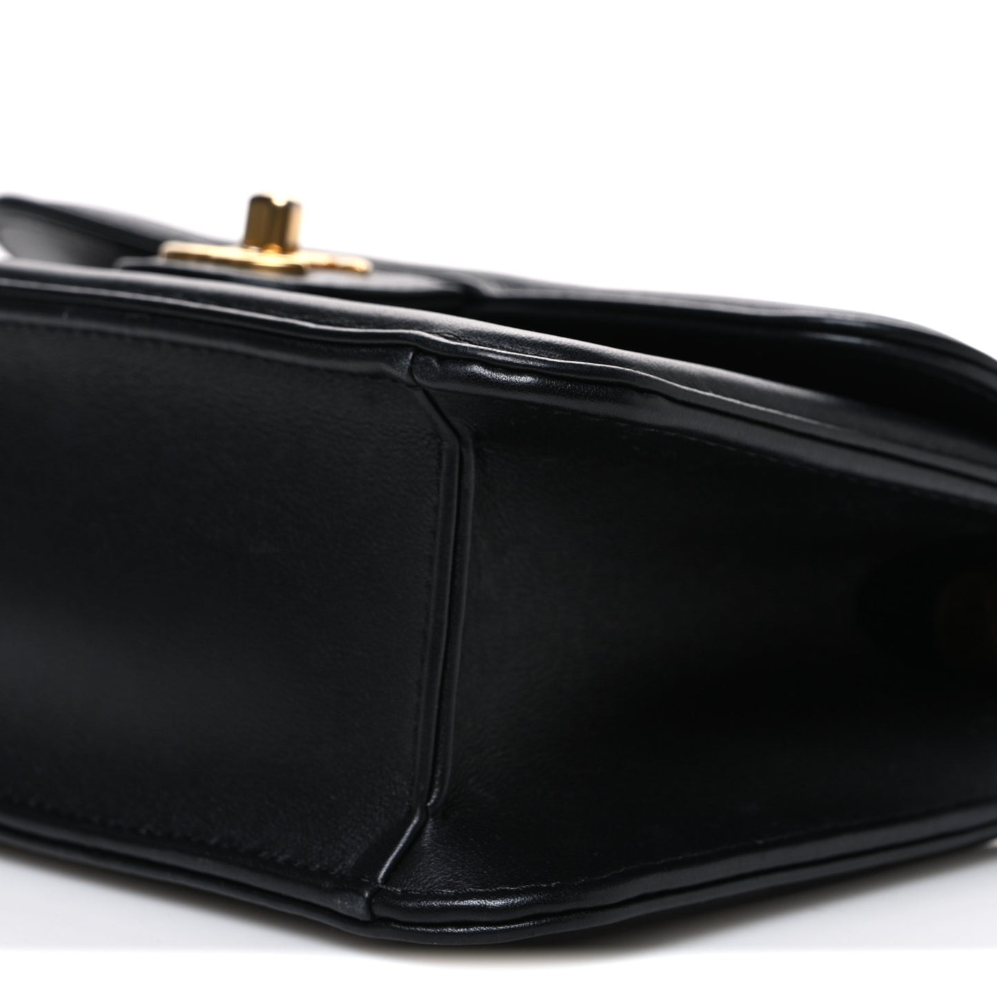 Lambskin Calfskin Mini Chocolate Bar Flap Bag Black