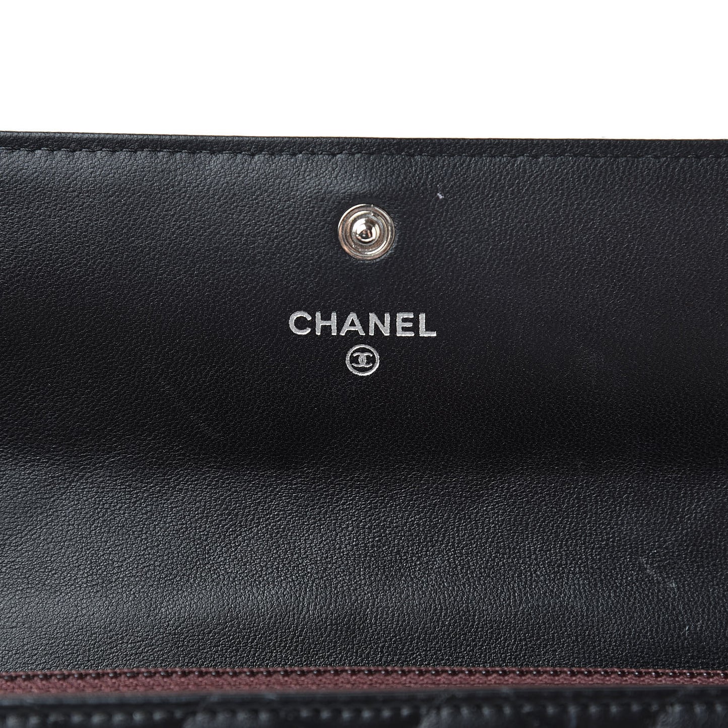 Lambskin Quilted Large Gusset Flap Wallet Black