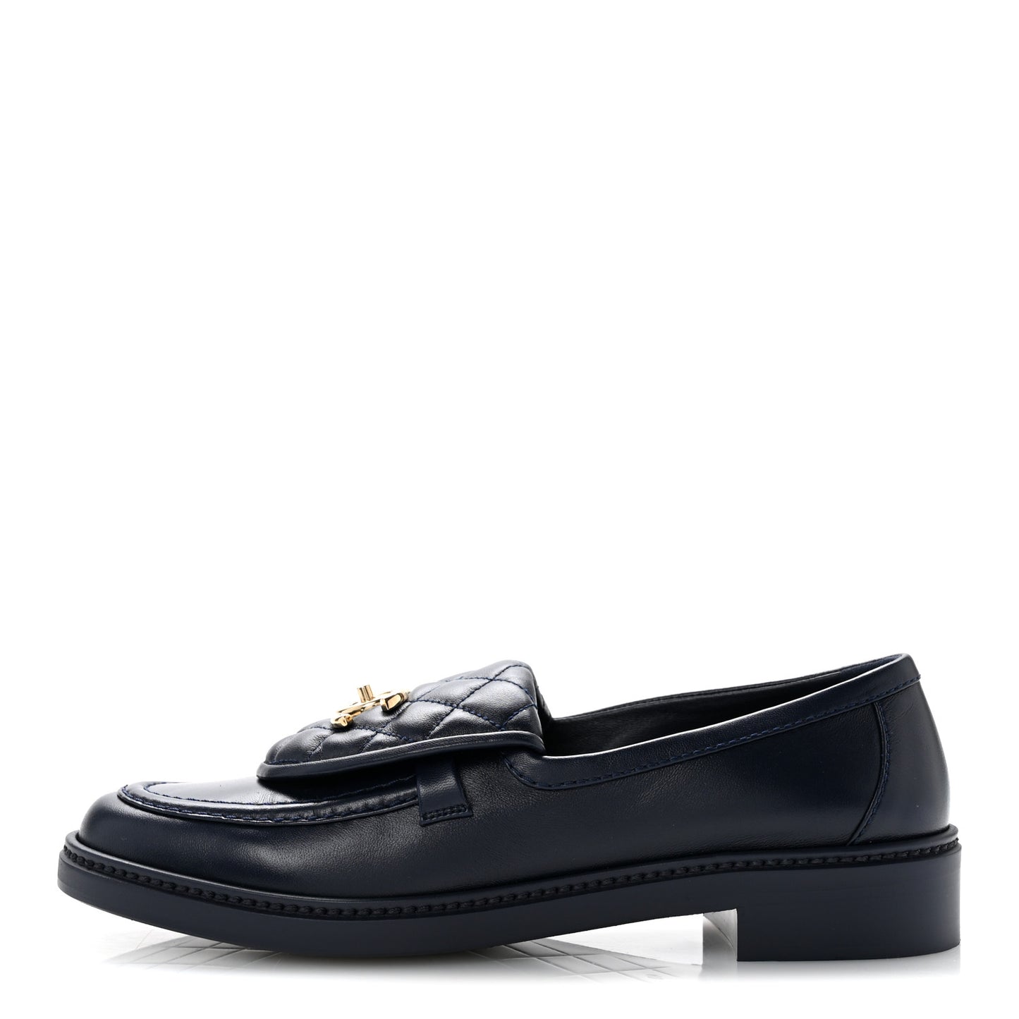 Lambskin Quilted CC Turnlock Loafers 40 Navy