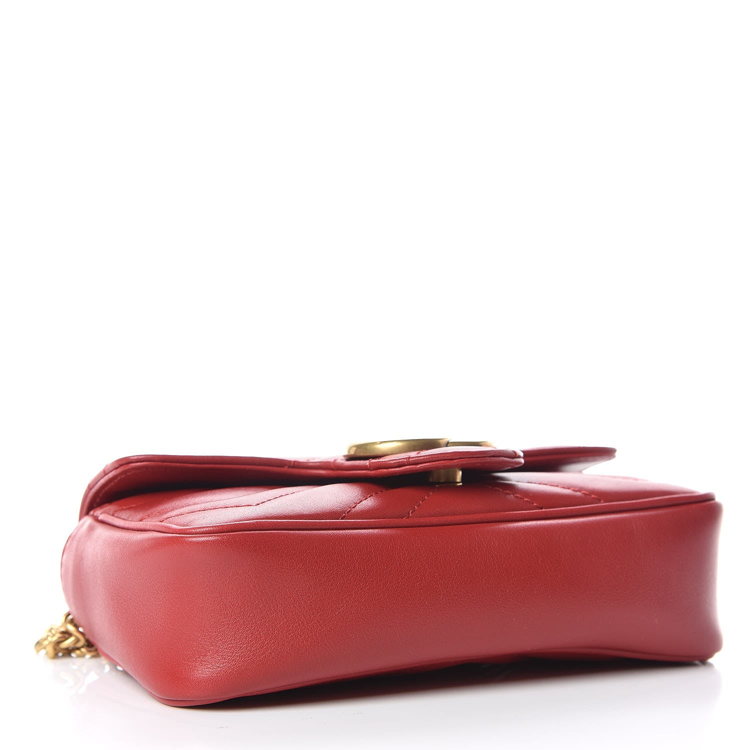Gucci Calfskin Matelasse Super Mini GG Marmont Shoulder Bag Hibiscus Red 4 of 10