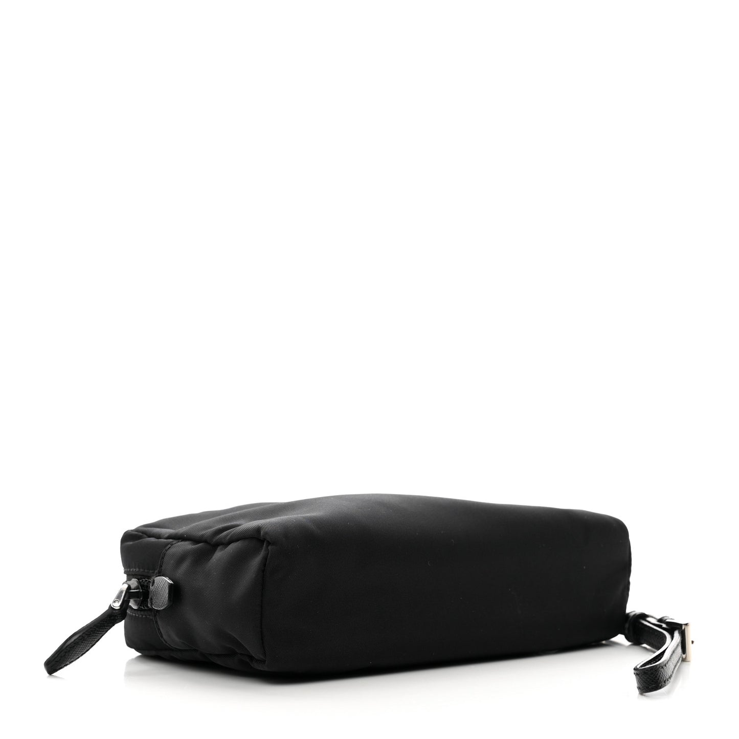 Tessuto Nylon Vela Saffiano Necessaire Wristlet Pouch Black