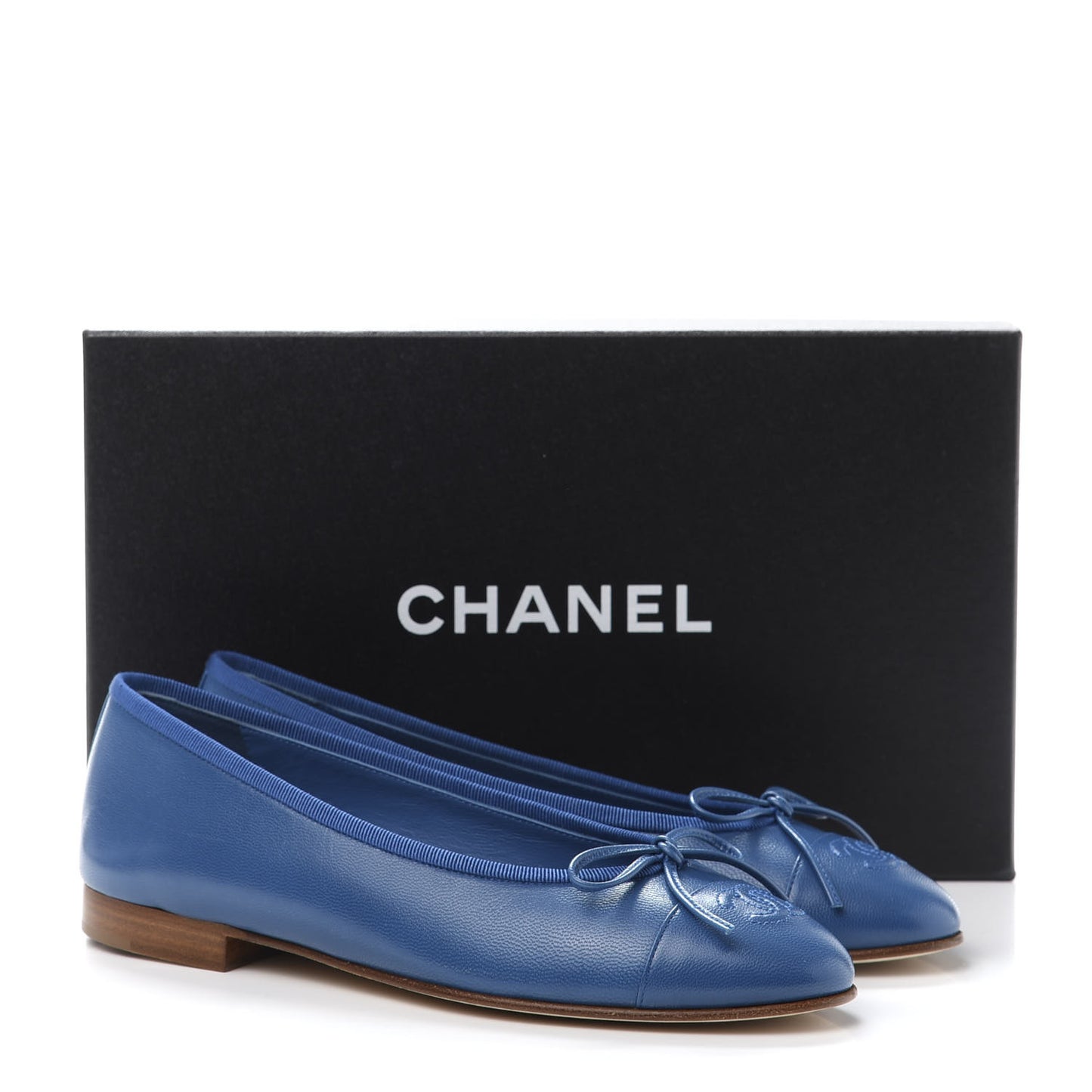 Goatskin Cap Toe CC Ballerina Flats 37.5 Blue