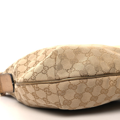 Gucci Monogram Web Medium Half Moon Hobo Gold Pink 9 of 10