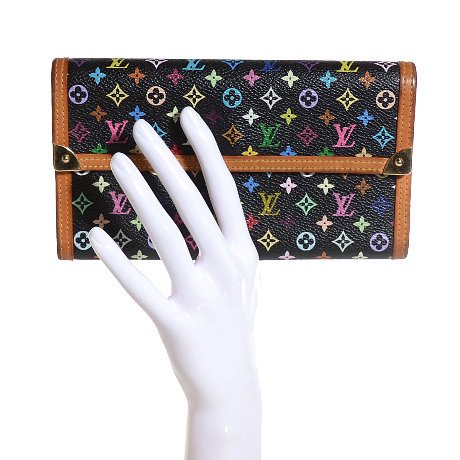 Louis Vuitton Monogram Multicolor Porte Tresor International Wallet Black 2 of 7