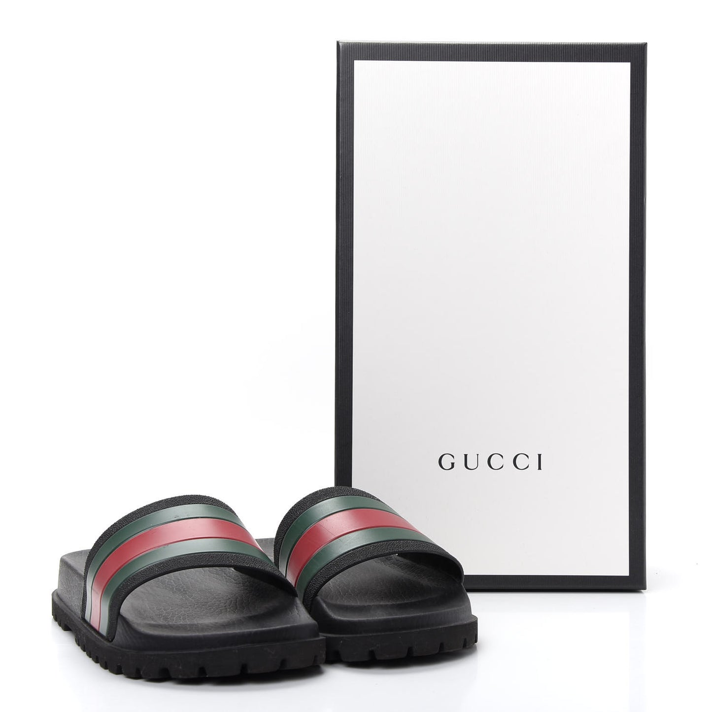 Rubber Web Mens Lug Sole Slide Sandals 5 Black Green Red