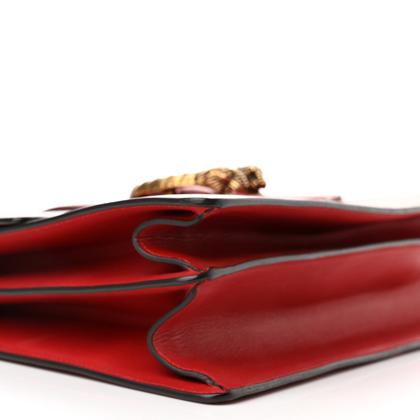Moon Calfskin Web Large Dionysus Bamboo Top Handle Bag Hibiscus Red