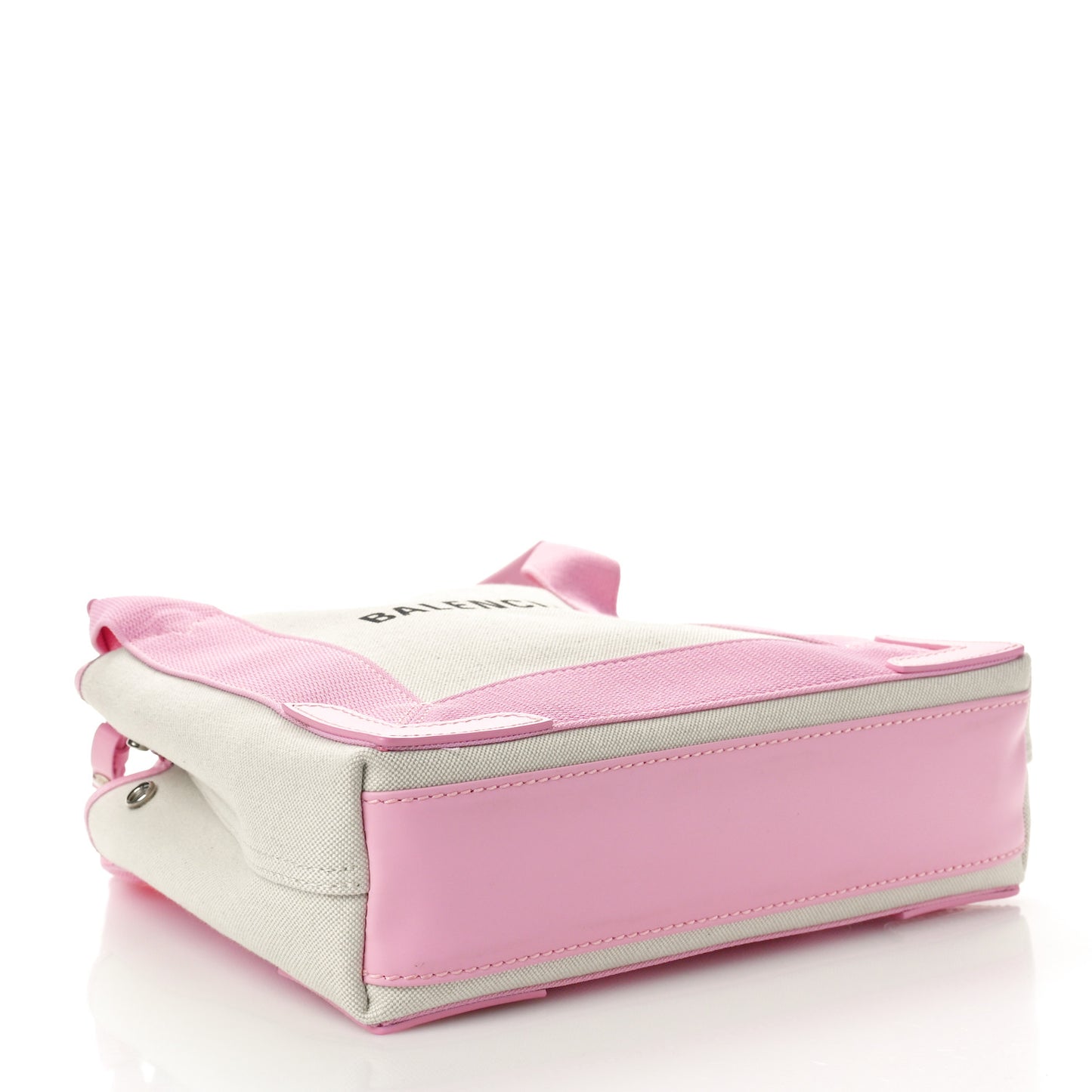 Cotton Canvas Satin Calfskin Navy Cabas XS Natural Pink