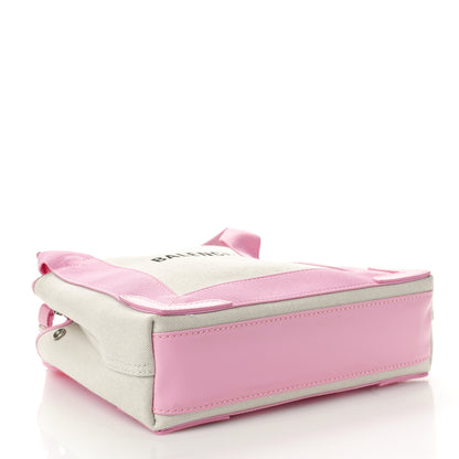 Balenciaga Cotton Canvas Satin Calfskin Navy Cabas XS Natural Pink 5 of 11