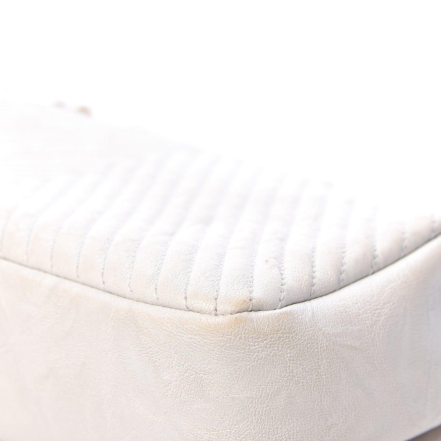 Calfskin Surpique Chevron Medium Flap White