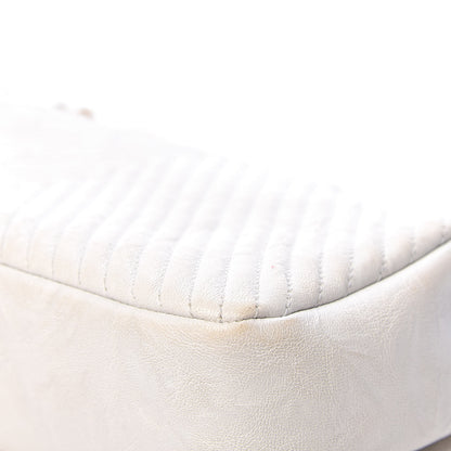Chanel Calfskin Surpique Chevron Medium Flap White 13 of 21