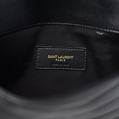 Saint Laurent Calfskin Matelasse Chevron Monogram Uptown Clutch Black 5 of 7