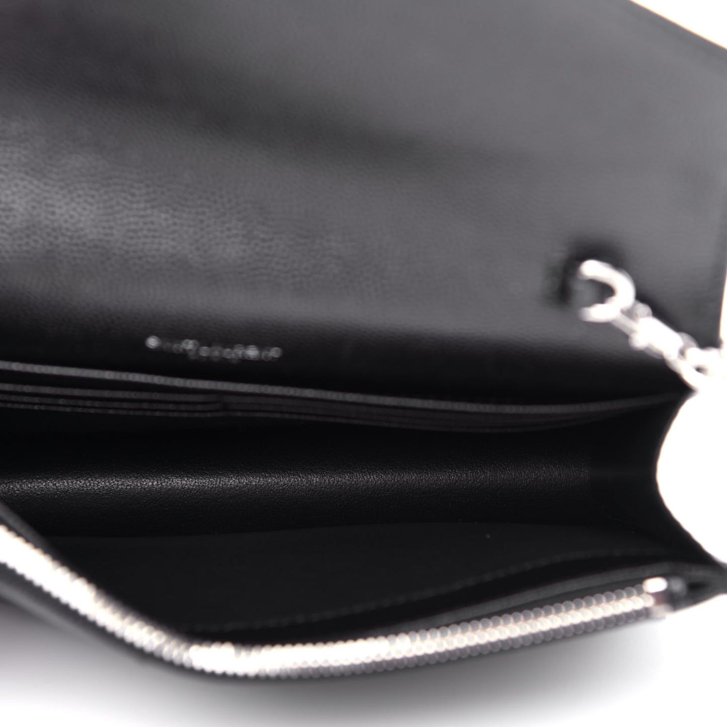 Grain De Poudre Matelasse Chevron Monogram Envelope Chain Wallet Black