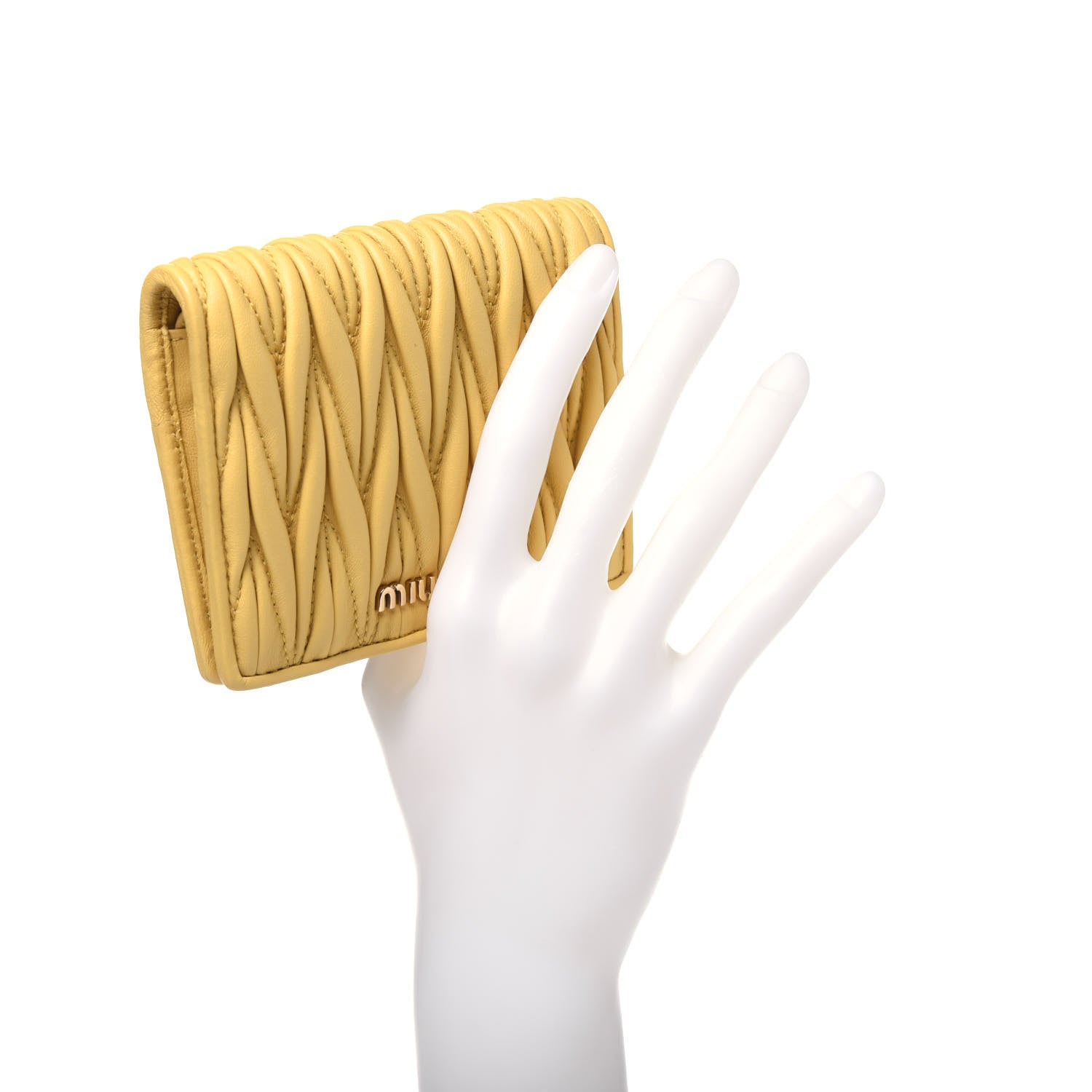 Miu Miu Nappa Matelasse Small Flap Wallet Ginestra 2 of 13
