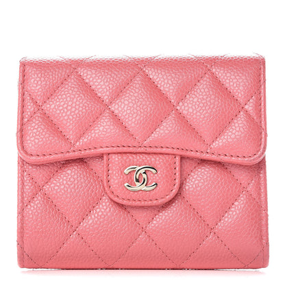 Chanel Metallic Caviar Quilted Compact Flap Wallet Pink 1 of 11