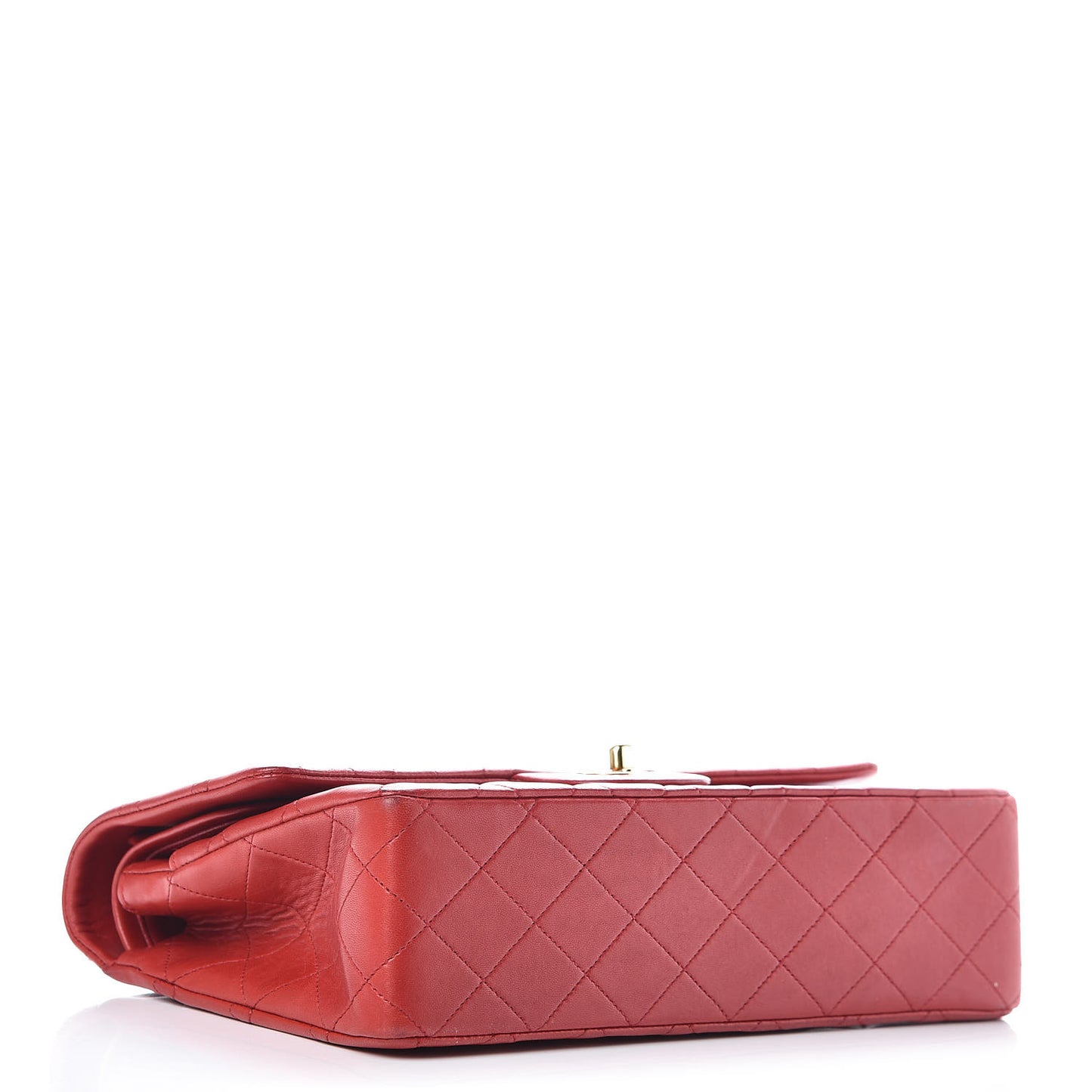 Lambskin Quilted Medium Double Flap Red