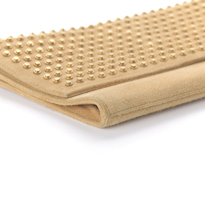 Saint Laurent Suede Studded Diagonal Clutch Beige 6 of 9
