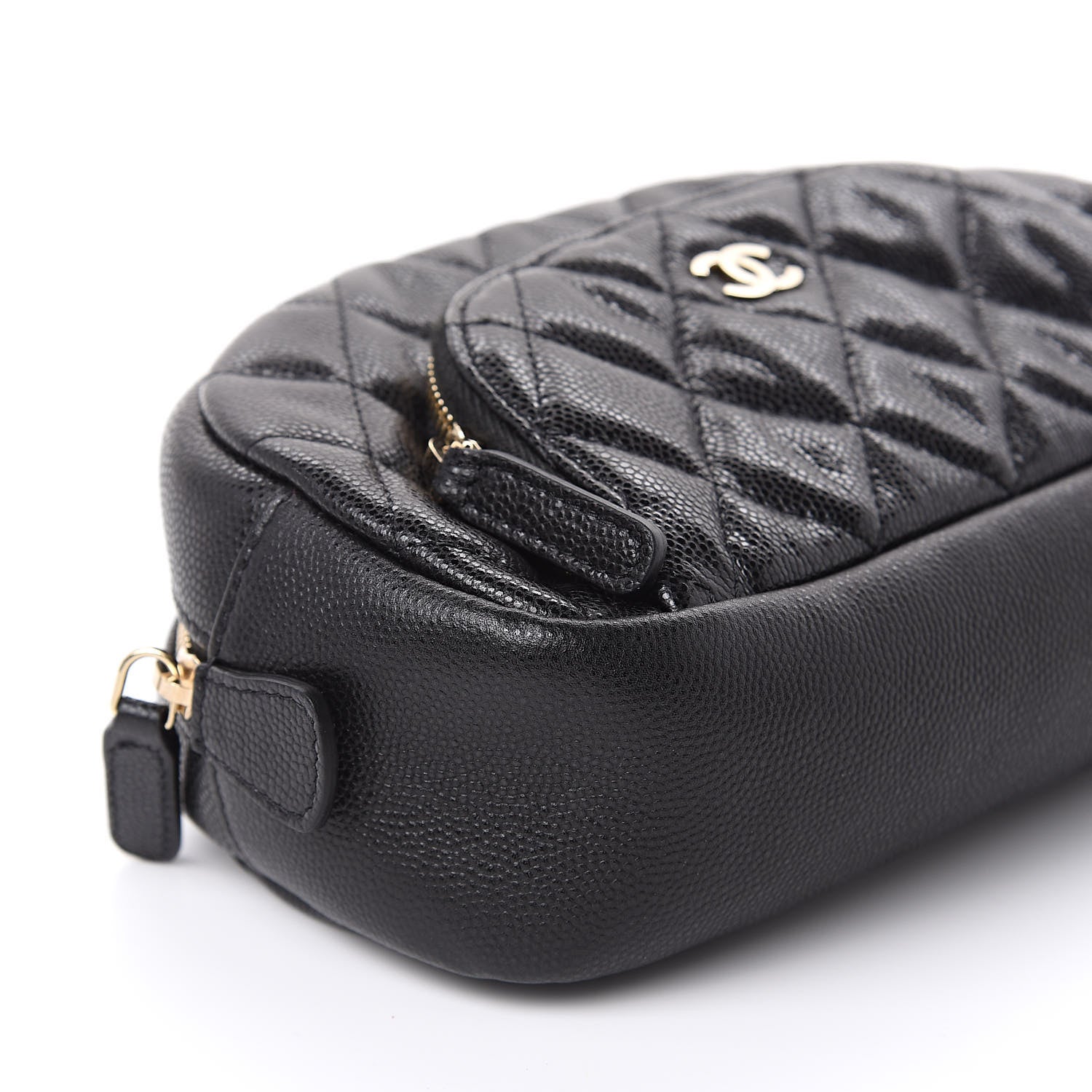 Chanel Caviar Quilted Double Zip Pouch Black 8 of 9