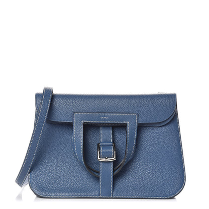 Hermes Taurillon Clemence Halzan 31 Bleu Agate 4 of 14