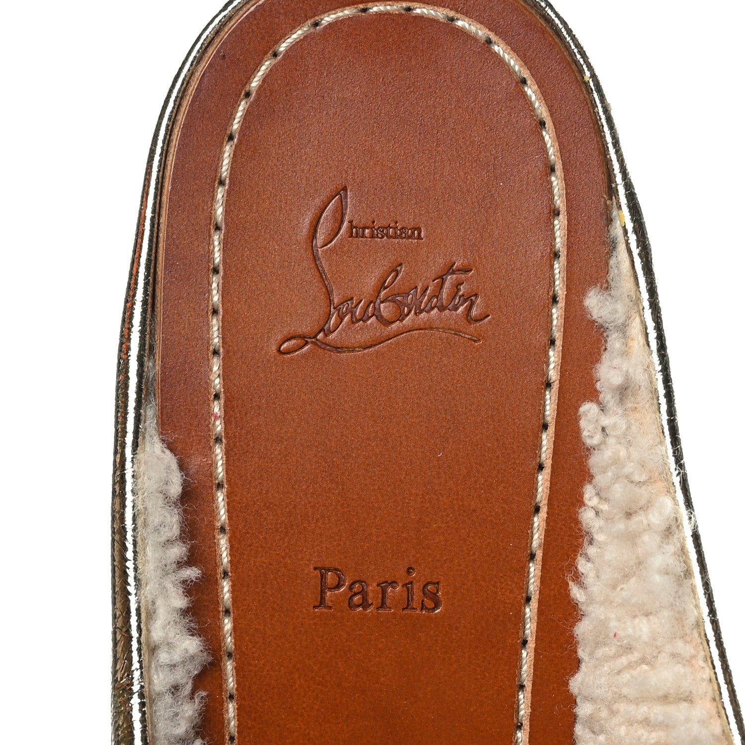 Christian Louboutin Metallic Calfskin Shearling Joan 130 Clog 40.5 Gold 6 of 7