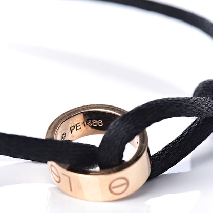 Cartier 18K Pink Gold Diamond Charity LOVE Adjustable Cord Bracelet Black 5 of 6