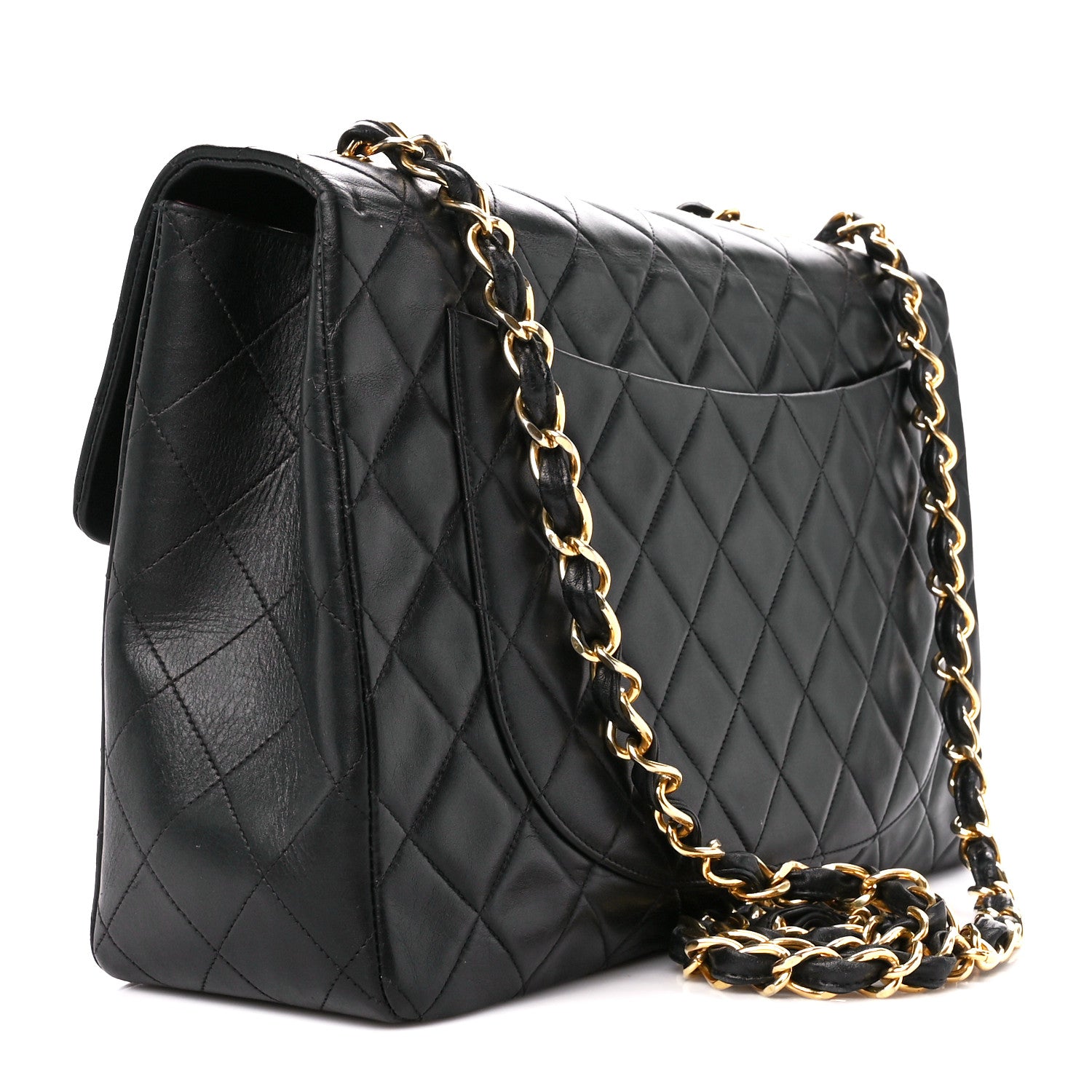 Chanel Lambskin Quilted XL Jumbo Single Flap Black 3 of 12