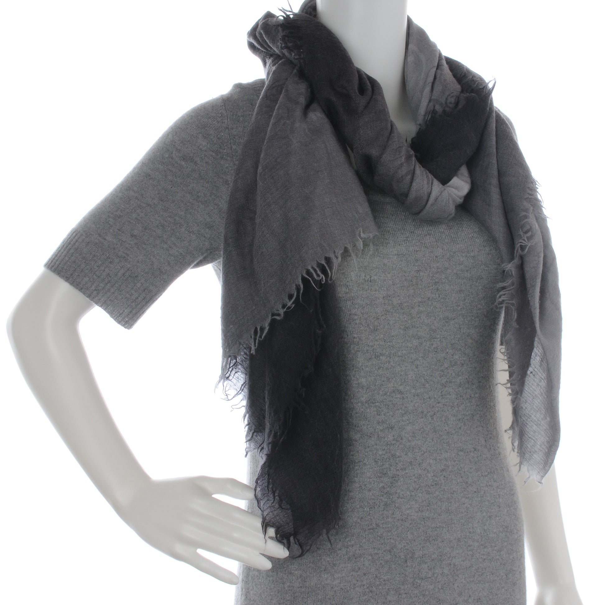 Chanel Cashmere CC Fringe Scarf Grey 3 of 4