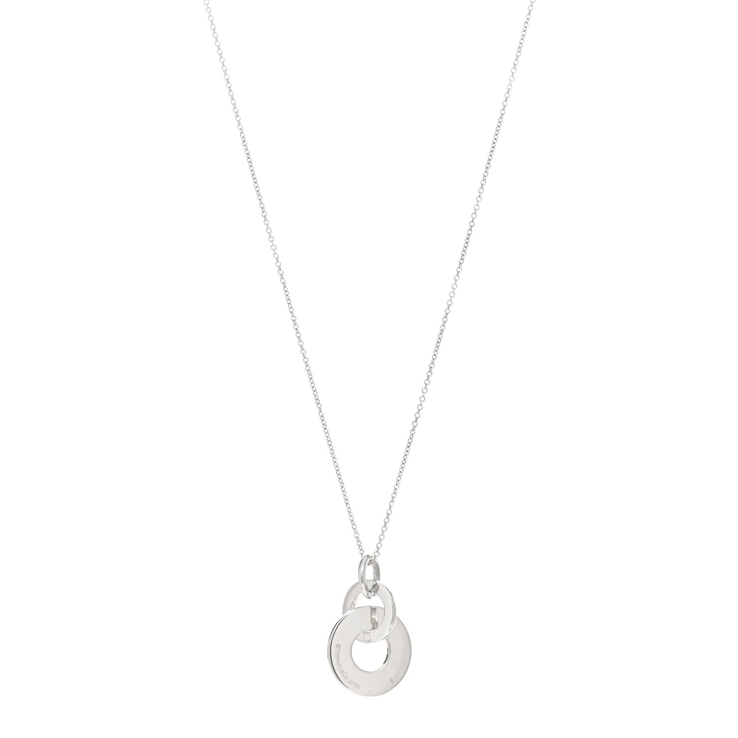 Tiffany Sterling Silver 1837 Double Interlocking Drop Pendant Necklace 1 of 3