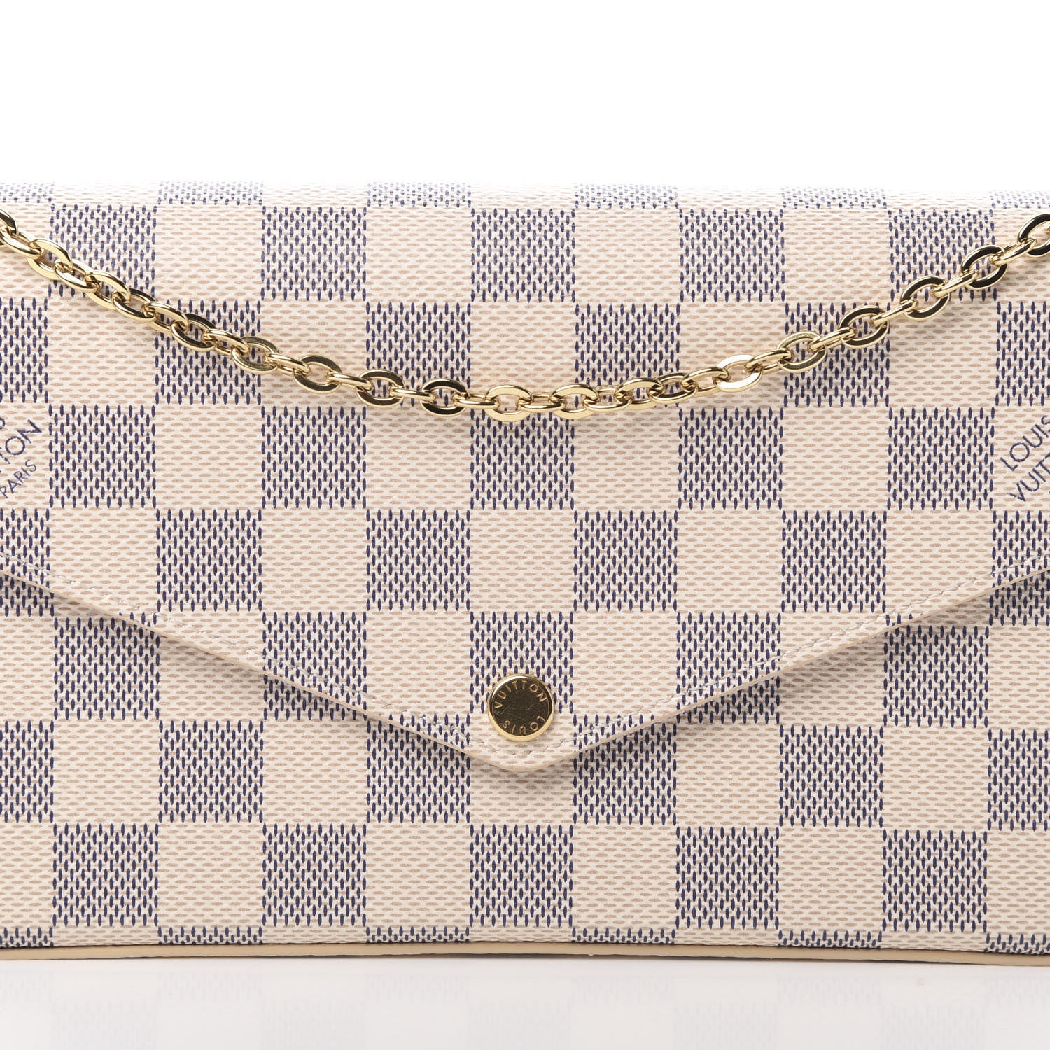 Louis Vuitton Damier Azur Pochette Felicie Chain Wallet Rose Ballerine 10 of 13
