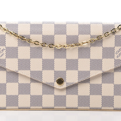 Louis Vuitton Damier Azur Pochette Felicie Chain Wallet Rose Ballerine 10 of 13