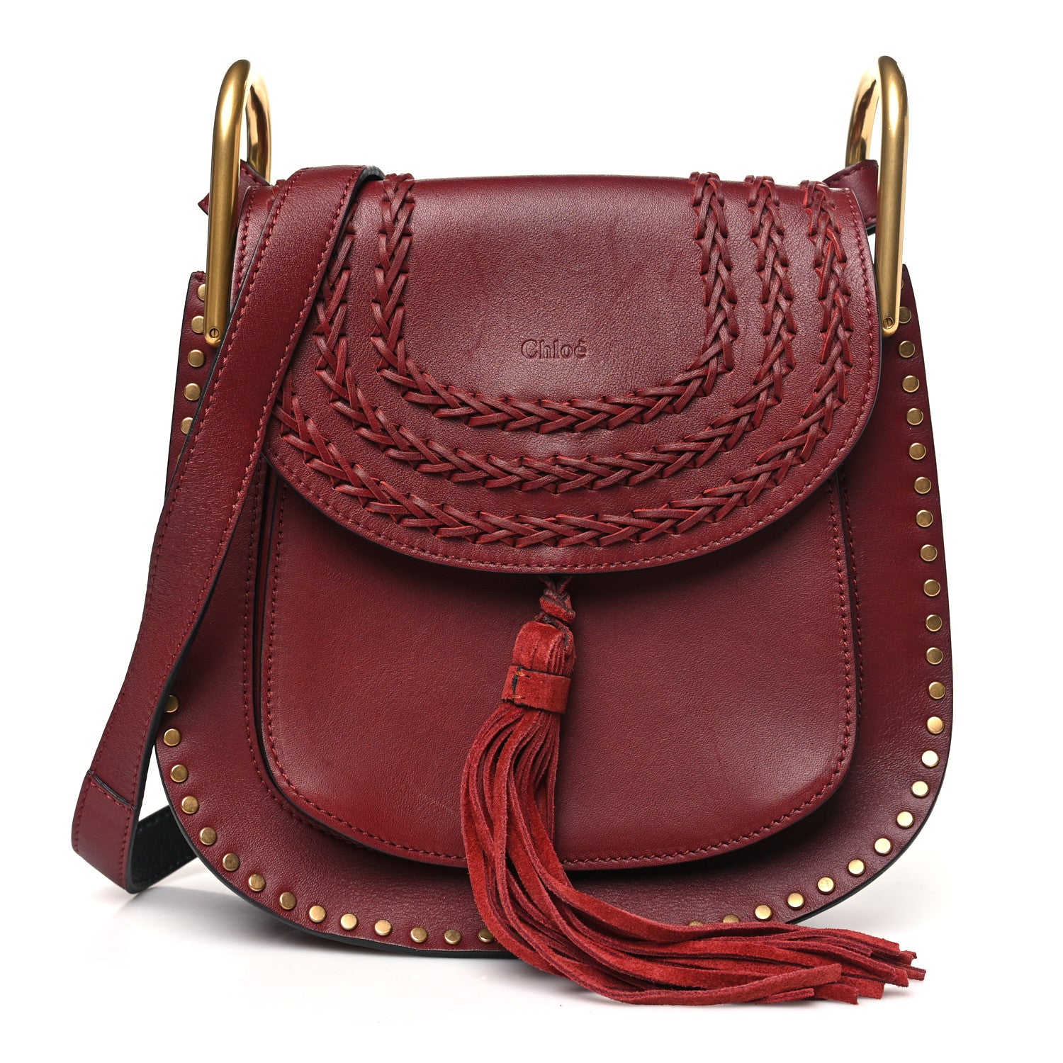 Chloe Calfskin Braided Small Hudson Shoulder Bag Sienna Red 1 of 10