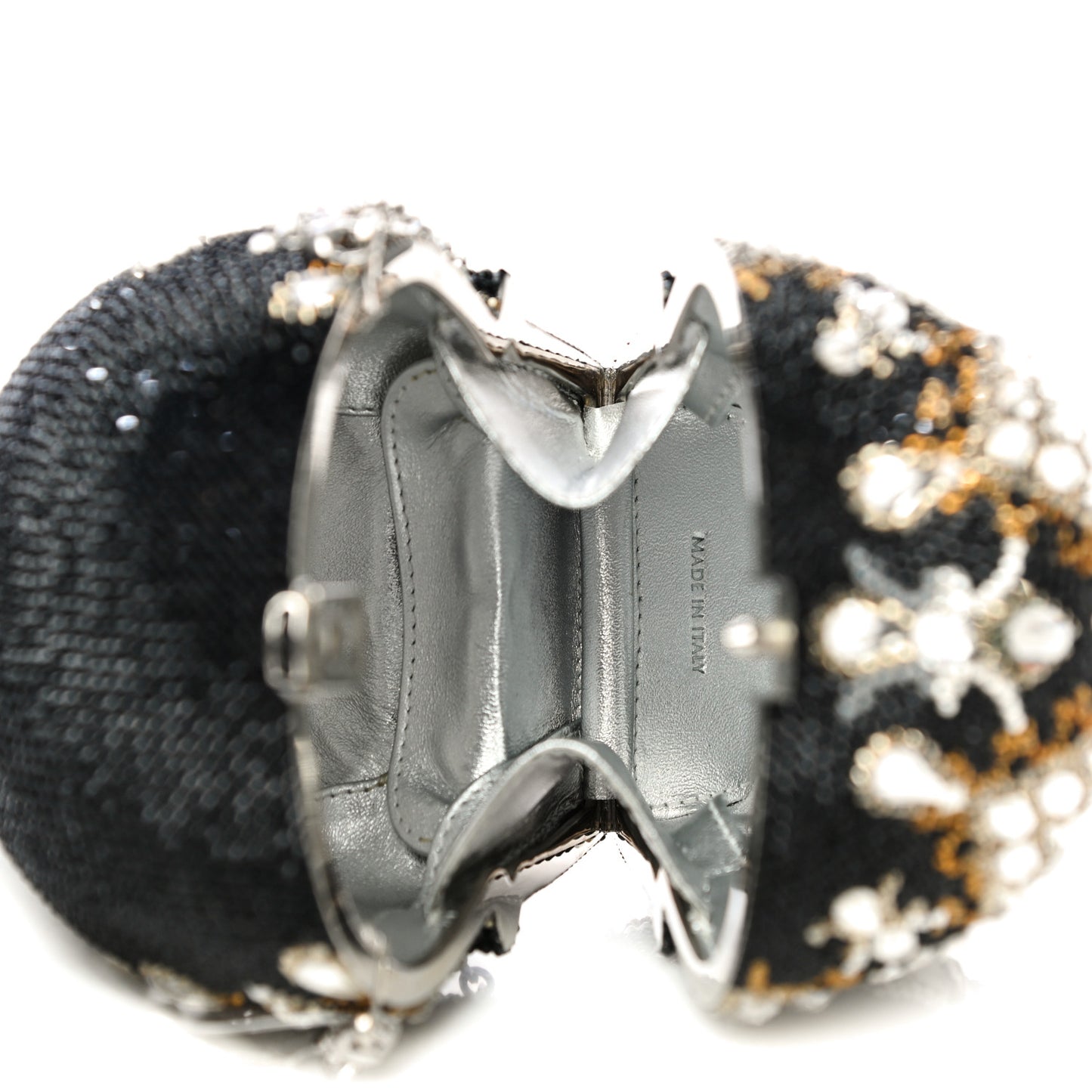 Crystal Bela Lugosi Skull Minaudiere Clutch Silver Multicolor