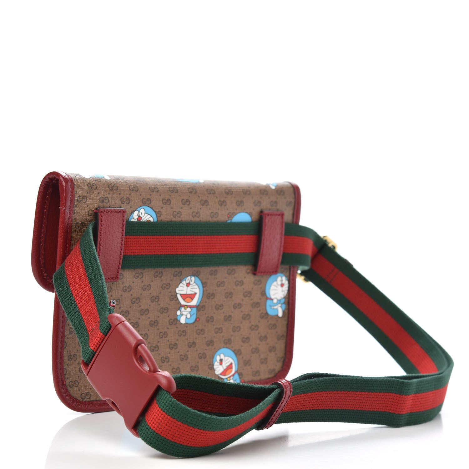 Gucci X DORAEMON Mini Vintage GG Supreme Monogram Web Slim Belt Bag Beige Cherry Red 3 of 9