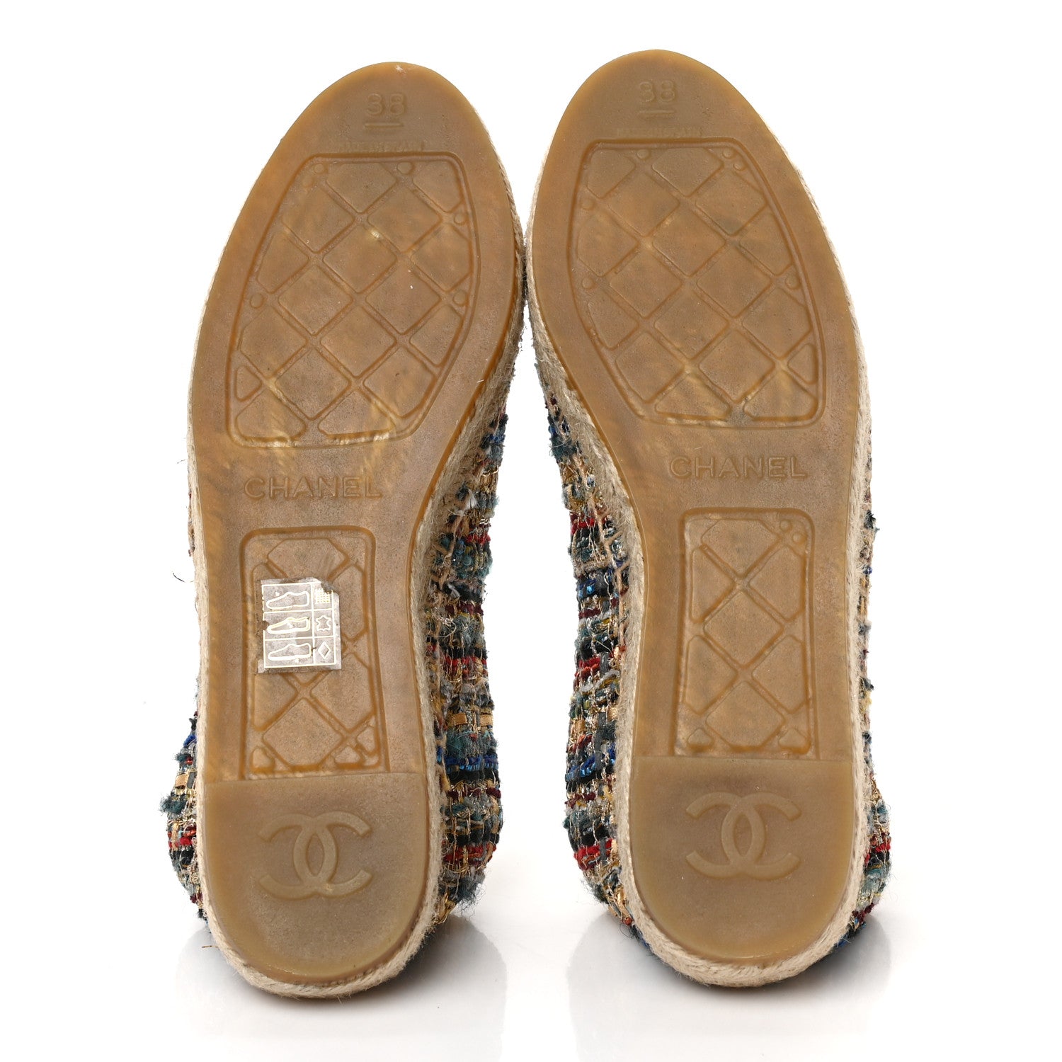 Chanel Tweed Grosgrain CC Espadrilles 38 Multicolor Black 5 of 9