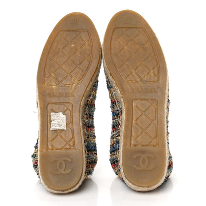 Chanel Tweed Grosgrain CC Espadrilles 38 Multicolor Black 5 of 9