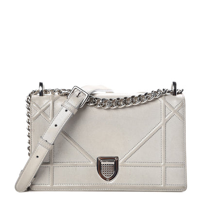 Christian Dior Metallic Calfskin Small Diorama Flap Bag Silver 1 of 7