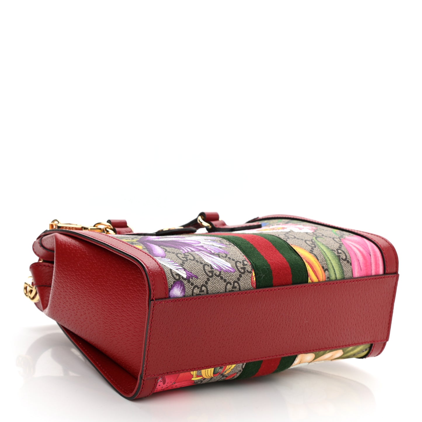 GG Supreme Monogram Flora Web Small Ophidia Tote Bag Red