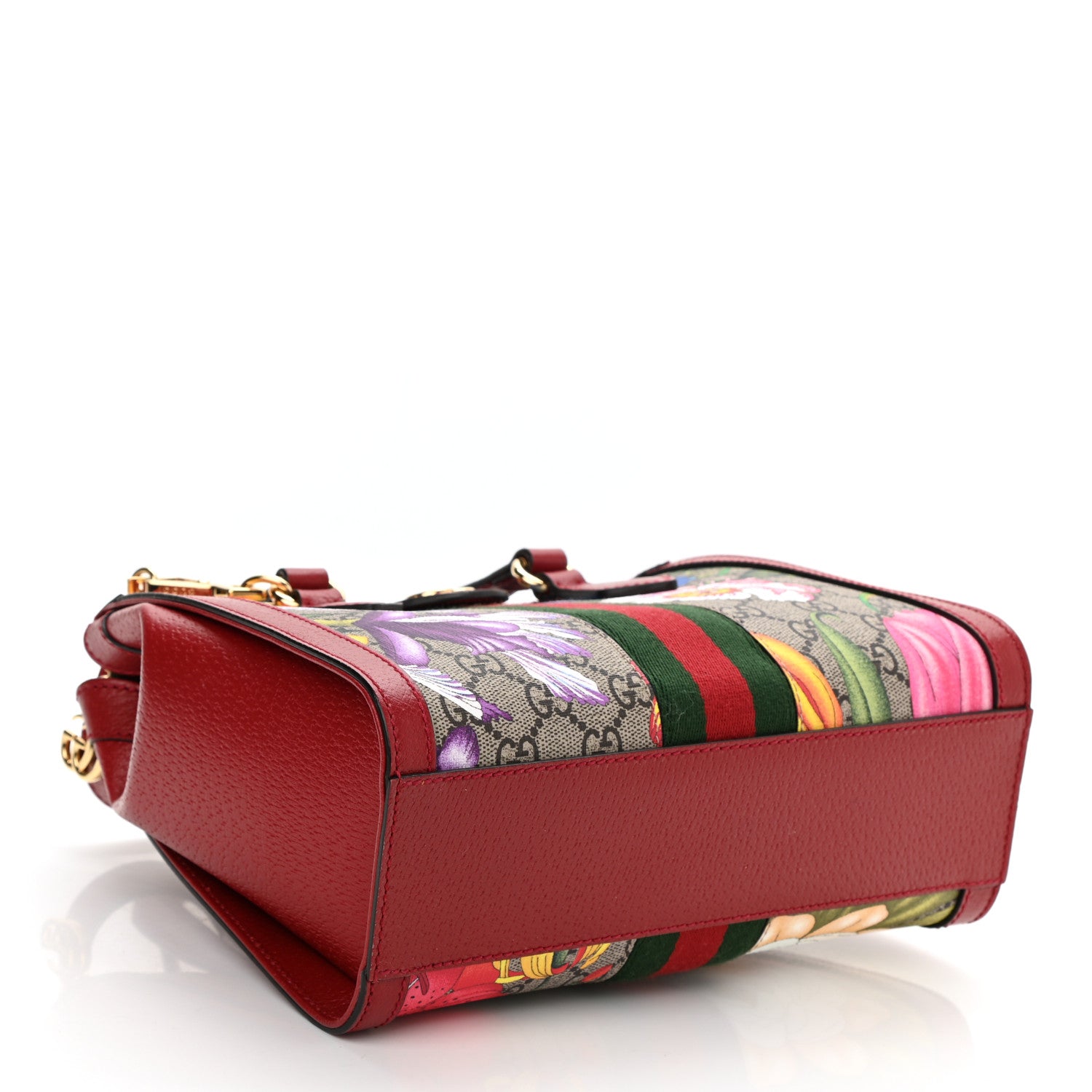 Gucci GG Supreme Monogram Flora Web Small Ophidia Tote Bag Red 4 of 8