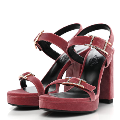 Hermes Velours Bossa Sandals 36 Bois De Rose 3 of 9