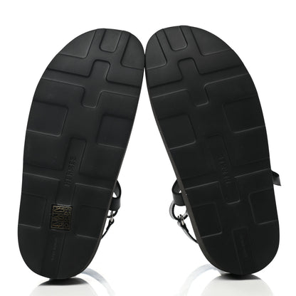 Hermes Calfskin Womens Enid Sandals 37 Black 5 of 9
