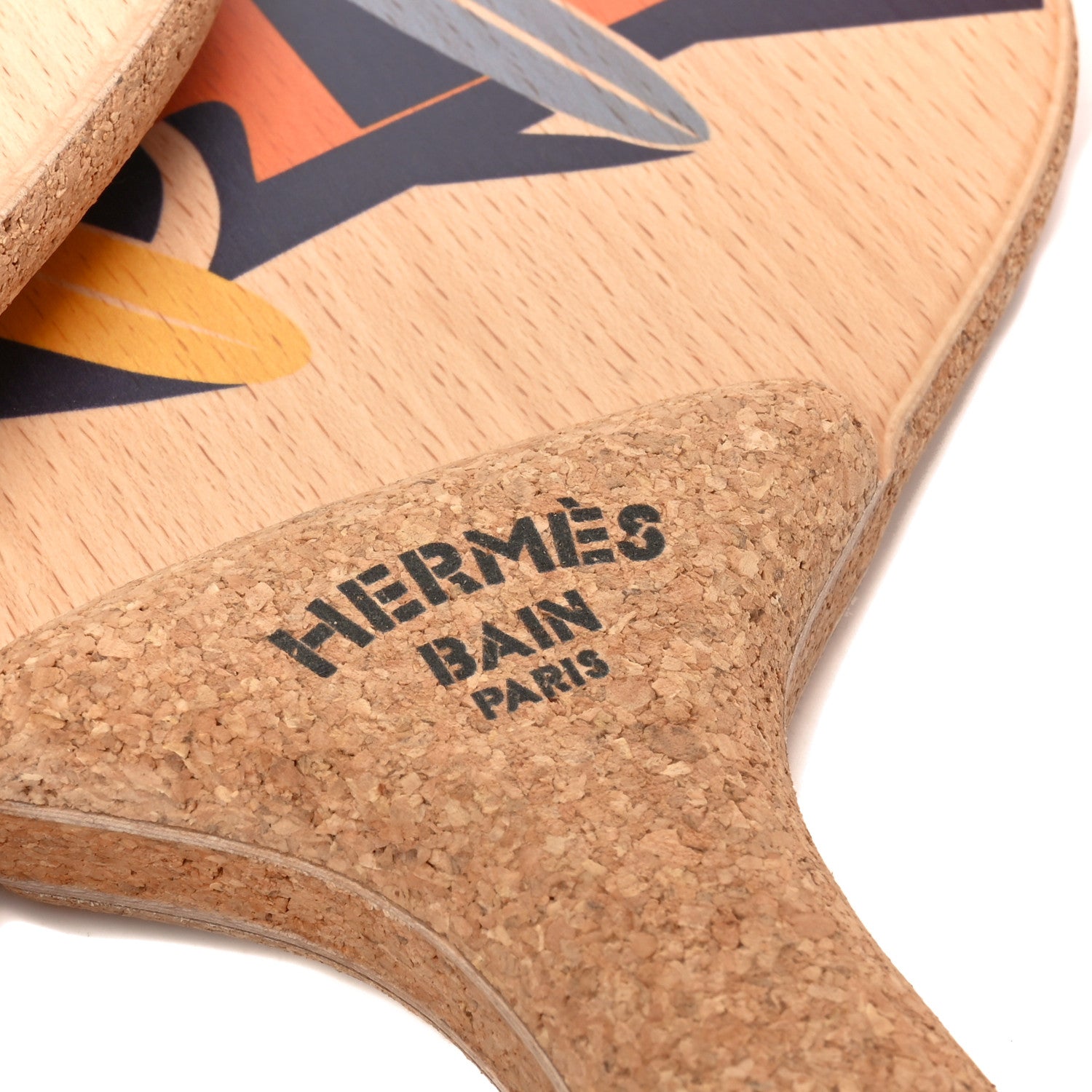 Hermes Beechwood Cork Apres La Vague Beach Racket Set Natural