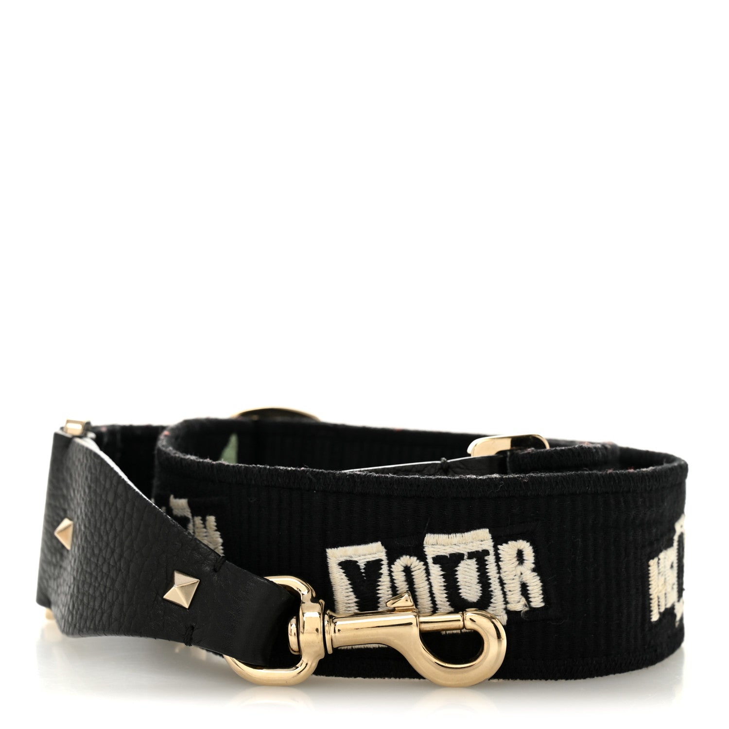 Valentino Garavani X JAMIE REID Canvas Embroidered Rockstud Guitar Strap Black 1 of 10