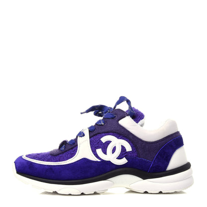 Chanel Suede Tweed Felt CC Sneakers 39 Purple 1 of 10