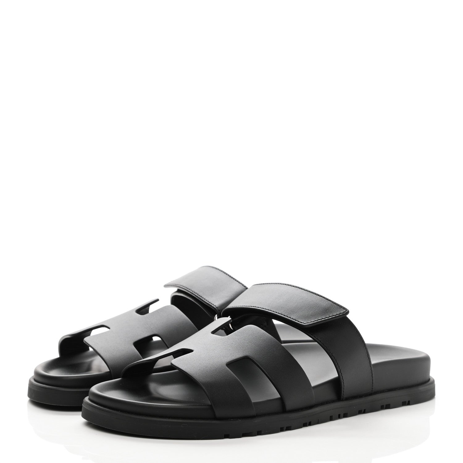 Hermes Calfskin Womens Chypre Sandals 38 Black 3 of 9