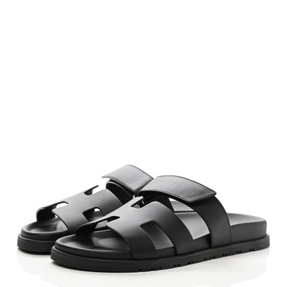Hermes Calfskin Womens Chypre Sandals 38 Black 3 of 9